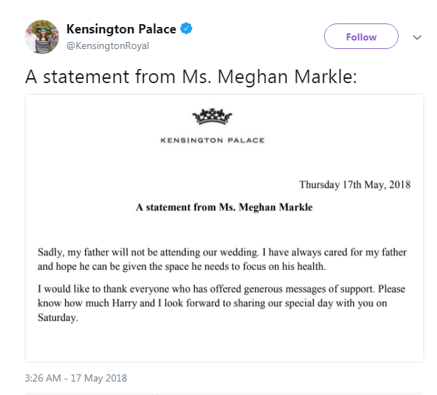 Είναι οριστικό: H ανακοίνωση της Meghan Markle για τον πατέρα της-1