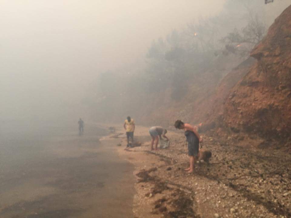 Συγκλονιστικές εικόνες από τη Νέα Μάκρη – Πολίτες μπήκαν στη θάλασσα για να προστατευθούν από την πύρινη λαίλαπα-11