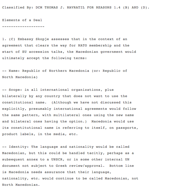 Αποκάλυψη Wikileaks: Η ΠΓΔΜ θα δεχόταν από το 2008 το «Βόρεια Μακεδονία»-1