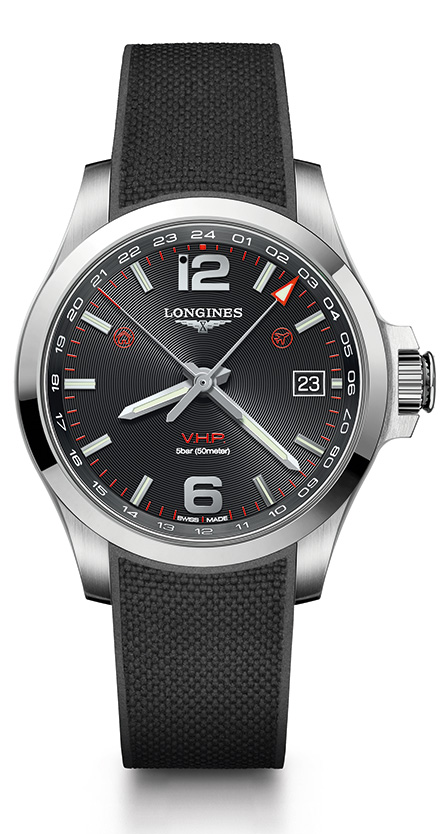 H LONGINES παρουσιάζει το Conquest V.H.P. GMT Flash Setting-1