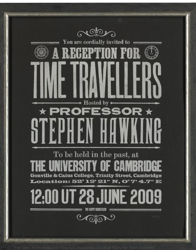 Πωλείται πρόσκληση σε πάρτι του Στίβεν Χόκινγκ για χρονοταξιδιώτες (φωτογραφία)-1