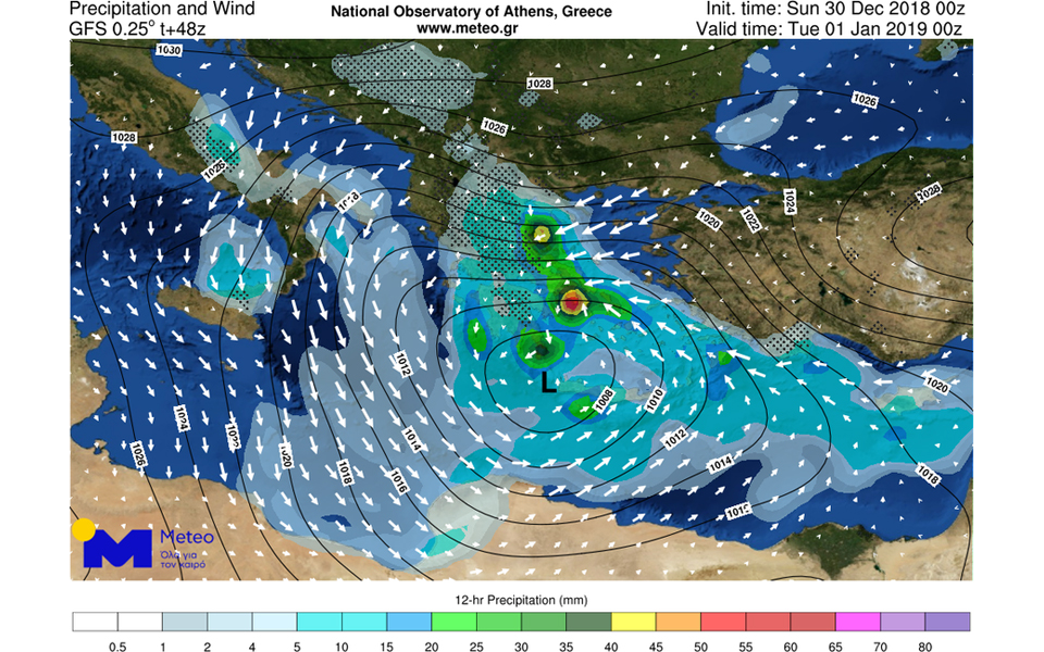 Τα έντονα κύματα κακοκαιρίας που θα επηρεάσουν τη χώρα μας τις πρώτες ημέρες του 2019-1
