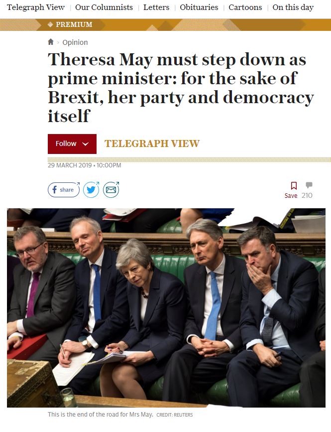 Brexit: Η Telegraph καλεί την Μέι να παραιτηθεί-1