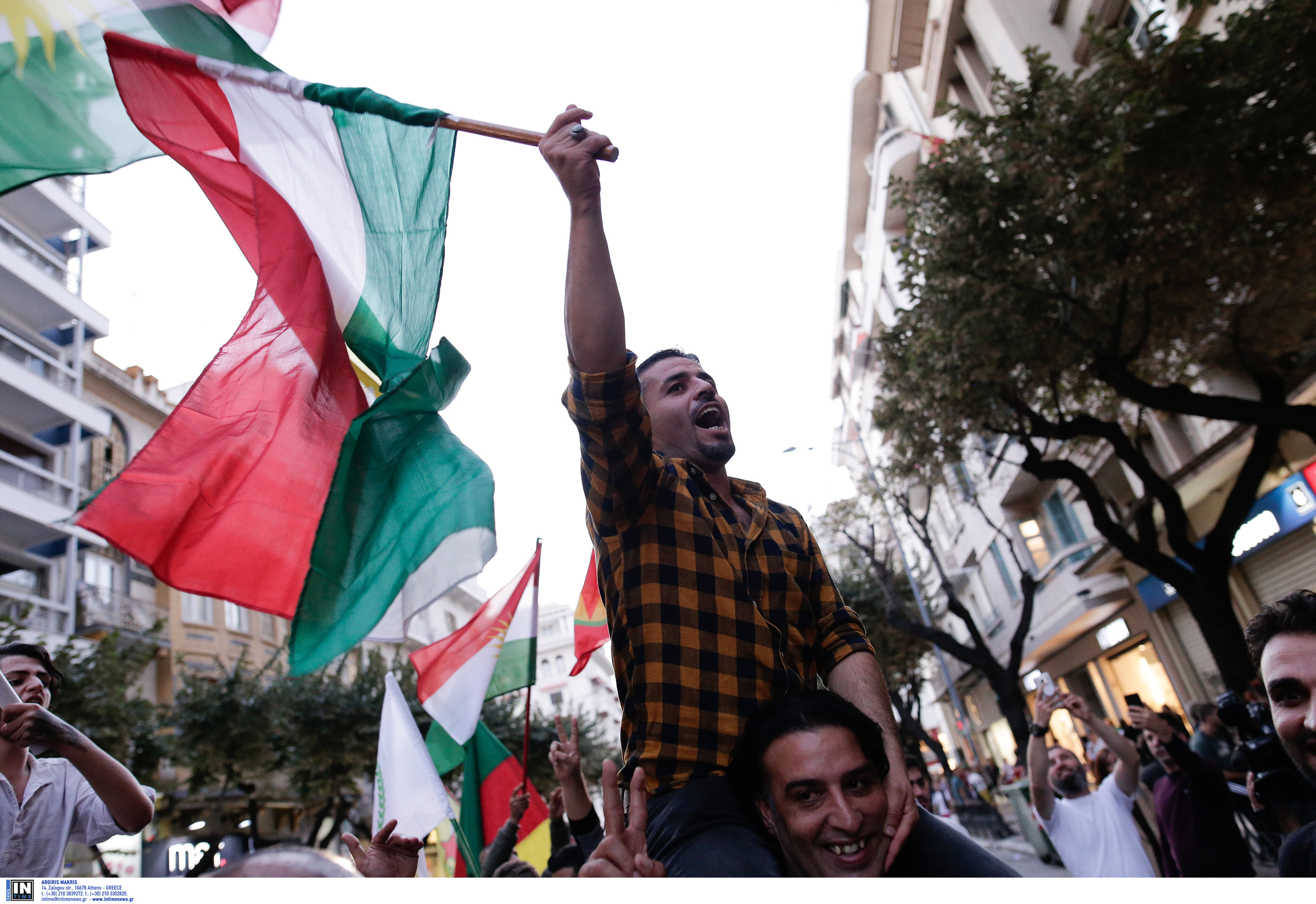 Θεσσαλονίκη: Πορεία διαμαρτυρίας στο κέντρο της πόλης ενάντια στην τουρκική εισβολή στην Συρία-1