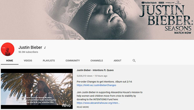 Ο Τζάστιν Μπίμπερ κατέρριψε ρεκόρ με 50 εκατομμύρια συνδρομητές στο YouTube-1