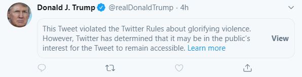Το Twitter έκρυψε κοινοποίηση του Τραμπ – Για «στοχοποίησή» του κάνει λόγο ο Αμερικανός πρόεδρος-1