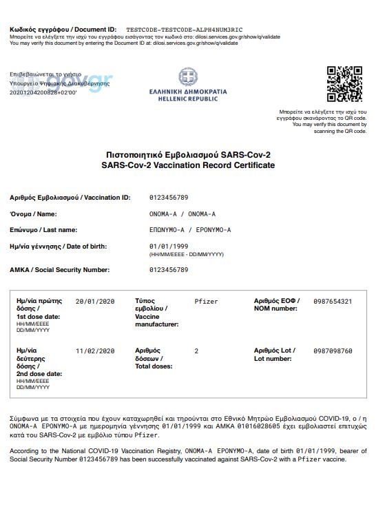 Το πιστοποιητικό που θα δίδεται μετά τον εμβολιασμό-1