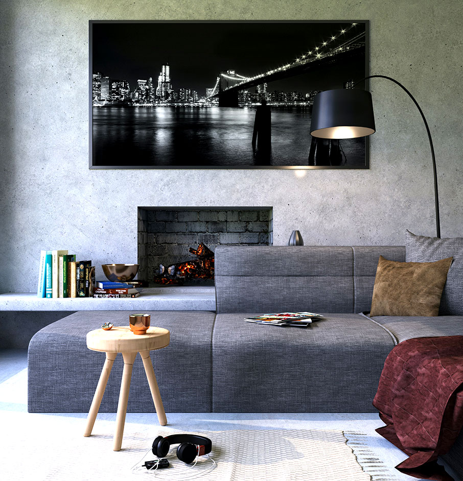 Χρώματα τοίχου για σαλόνι με γκρι καναπέ-3