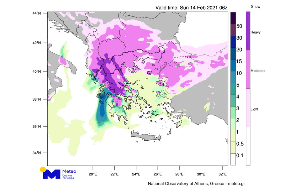Σε εξέλιξη η κακοκαιρία – Ισχυρές βροχές και πυκνές χιονοπτώσεις την Κυριακή-1