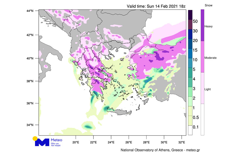 Σε εξέλιξη η κακοκαιρία – Ισχυρές βροχές και πυκνές χιονοπτώσεις την Κυριακή-2