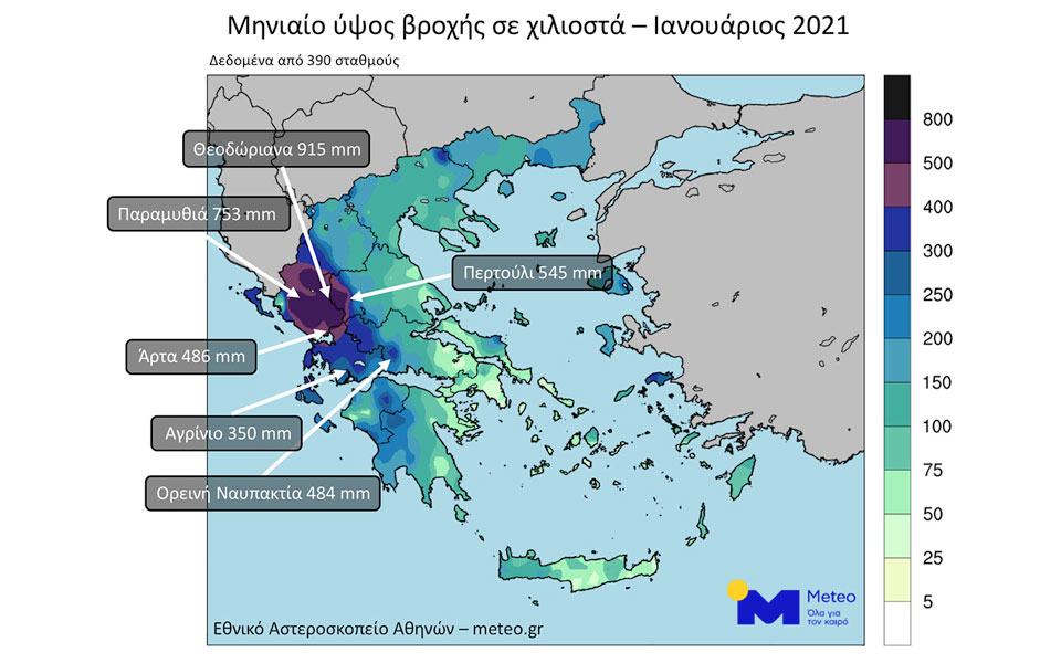 Ύψη υετού – ρεκόρ τον Ιανουάριο-2