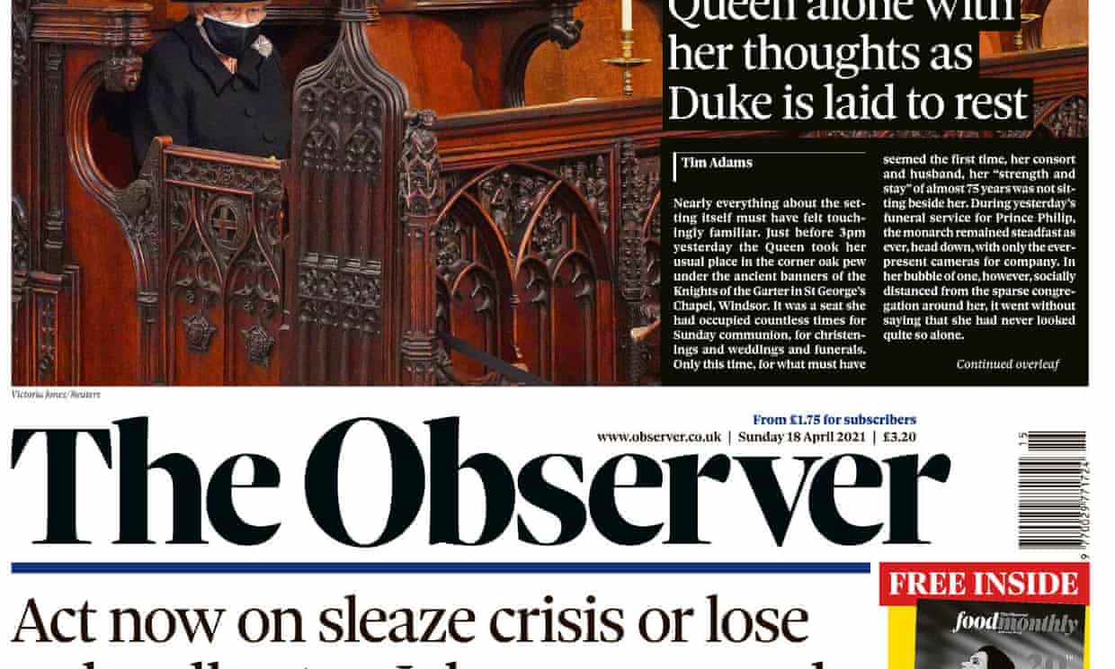 «Μόνη στο πένθος της» – Η εικόνα της βασίλισσας Ελισάβετ μονοπωλεί τα βρετανικά πρωτοσέλιδα-1