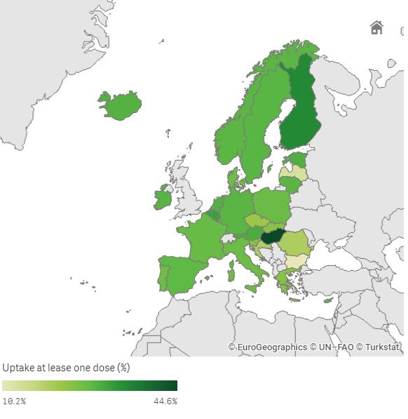 Χάρτες ECDC: Πώς προχωράει ο εμβολιασμός στην Ευρώπη – Η θέση της Ελλάδας-1