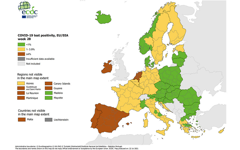 Χάρτης ECDC: «Κόκκινη» η Κρήτη – Ποιες περιοχές της χώρας βρίσκονται στο «πορτοκαλί»-2