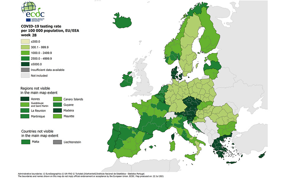 Χάρτης ECDC: «Κόκκινη» η Κρήτη – Ποιες περιοχές της χώρας βρίσκονται στο «πορτοκαλί»-1