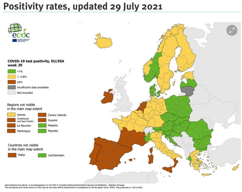 Χάρτης ECDC: «Κόκκινη» η χώρα – Ποιες περιοχές παραμένουν στο «πορτοκαλί»-4