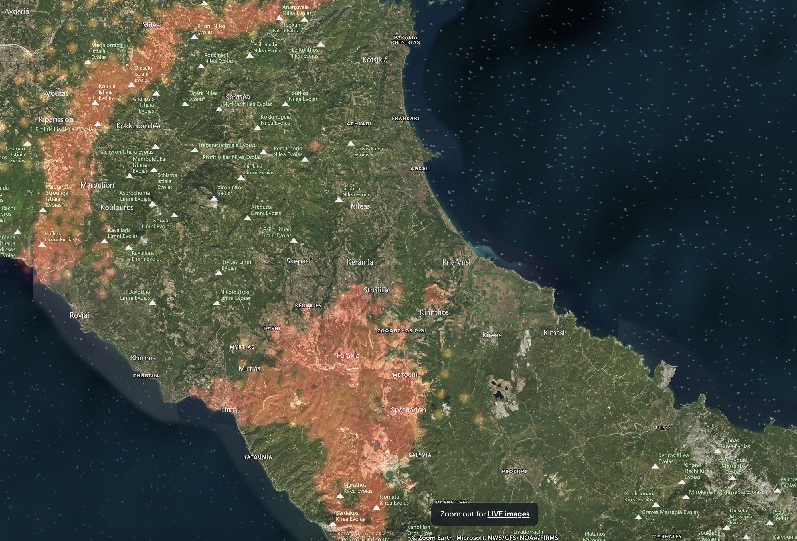 Φωτιά στην Εύβοια: Κυκλωμένο από τις φλόγες το χωριό Ελληνικά – Μάχη με τις αναζωπυρώσεις-1