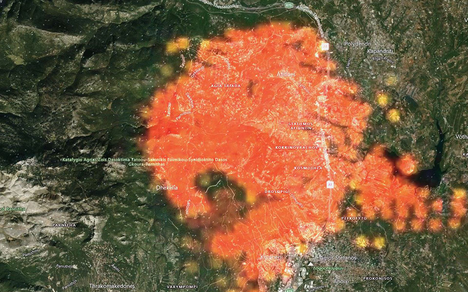 Live: Η πύρινη επέλαση στην Ελλάδα από δορυφόρο-2