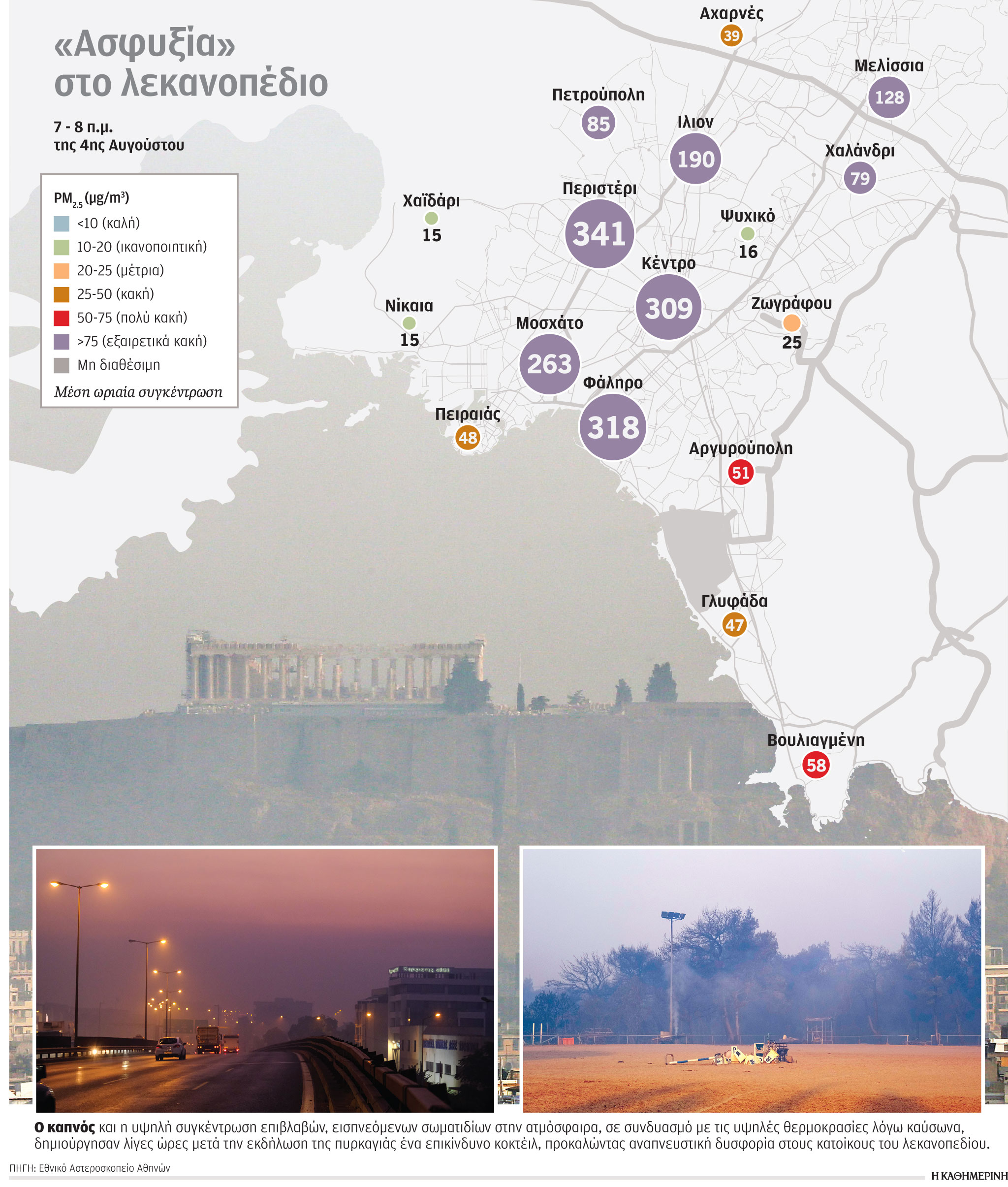 Φωτιά στη Βαρυμπόμπη: Στο κόκκινο οι συγκεντρώσεις μικροσωματιδίων-1