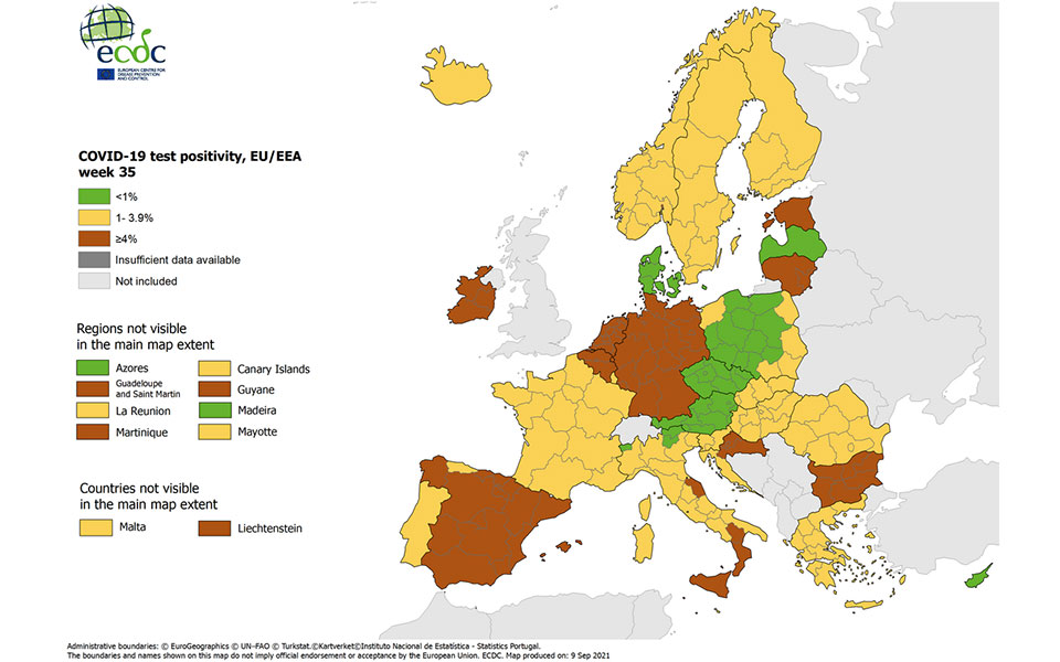 Χάρτης ECDC: Ποιες περιοχές της Ελλάδας παραμένουν στο «βαθύ κόκκινο»-2