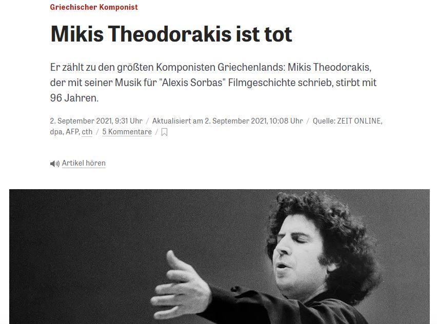 Μίκης Θεοδωράκης: Τα διεθνή ΜΜΕ αποχαιρετούν τον κορυφαίο Έλληνα συνθέτη-3