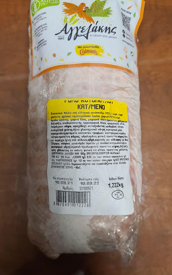 Ρολό κοτόπουλο με σαλμονέλα ανακαλεί ο ΕΦΕΤ-1