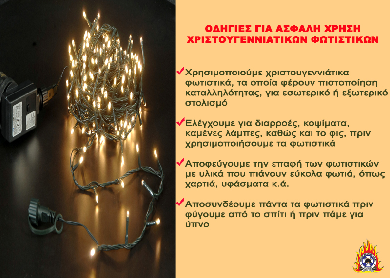 Πυροσβεστική: Οδηγίες για την ασφαλή χρήση των χριστουγεννιάτικων λαμπακιών-1