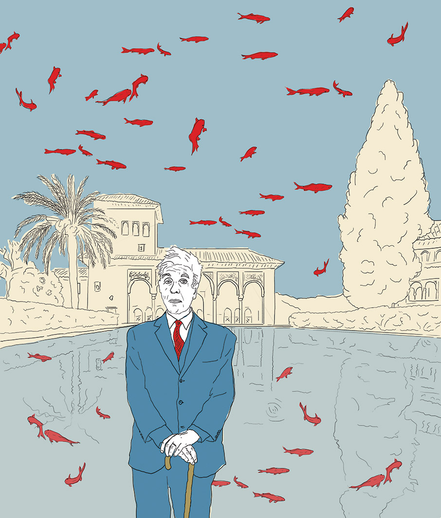 Ο συγγραφέας Στράτος Μυρογιάννης «επισκέπτεται» το φρούριο της Αλάμπρα με τον Χόρχε Λουίς Μπόρχες-1