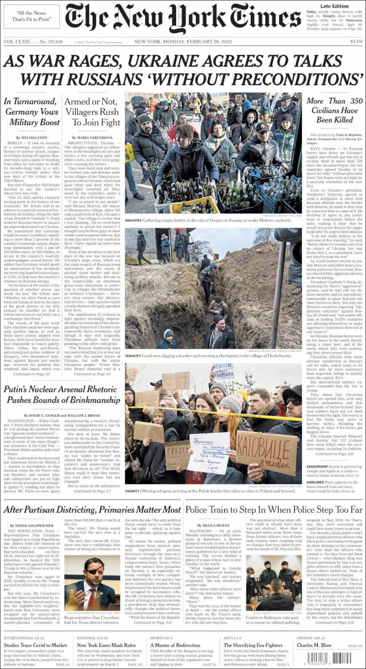 O πόλεμος στην Ουκρανία μέσα από τα πρωτοσέλιδα του διεθνούς Τύπου-3