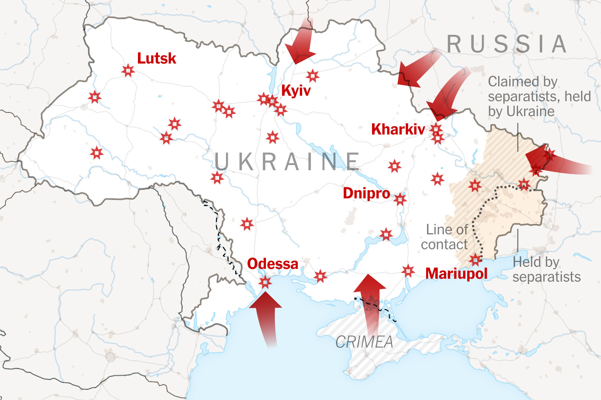 Πόλεμος στην Ουκρανία: Η επίθεση της Ρωσίας μέσα από χάρτες, βίντεο και φωτογραφίες-2