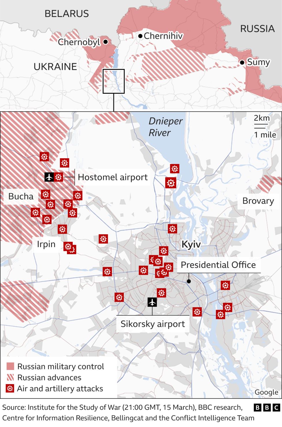Οι χάρτες της ρωσικής επίθεσης – Η μάχη στο Κίεβο και η προέλαση στα ανατολικά-2