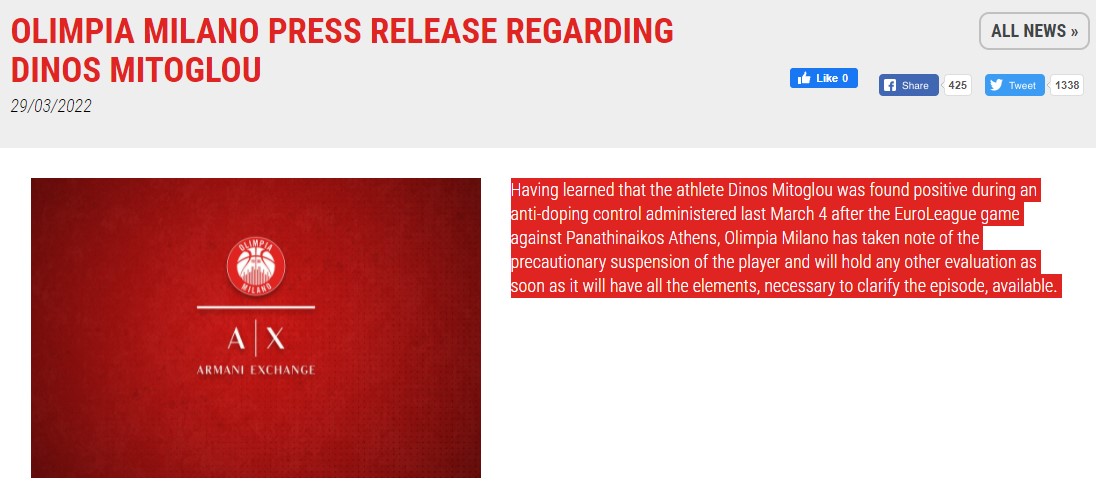 Ντίνος Μήτογλου: Θετικός σε έλεγχο ντόπινγκ ο Έλληνας διεθνής-1