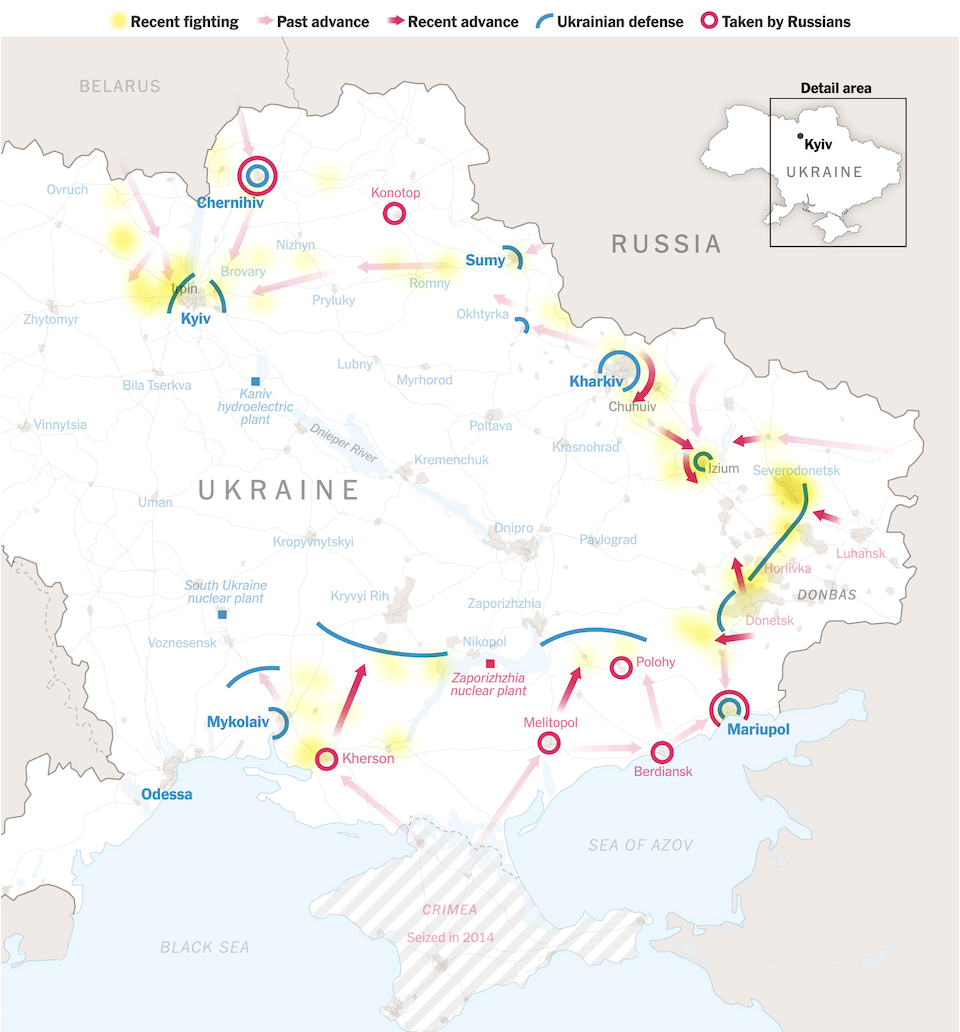 Πόλεμος στην Ουκρανία: «Κέρδη» για τους Ρώσους στα ανατολικά και νότια (χάρτης)-1