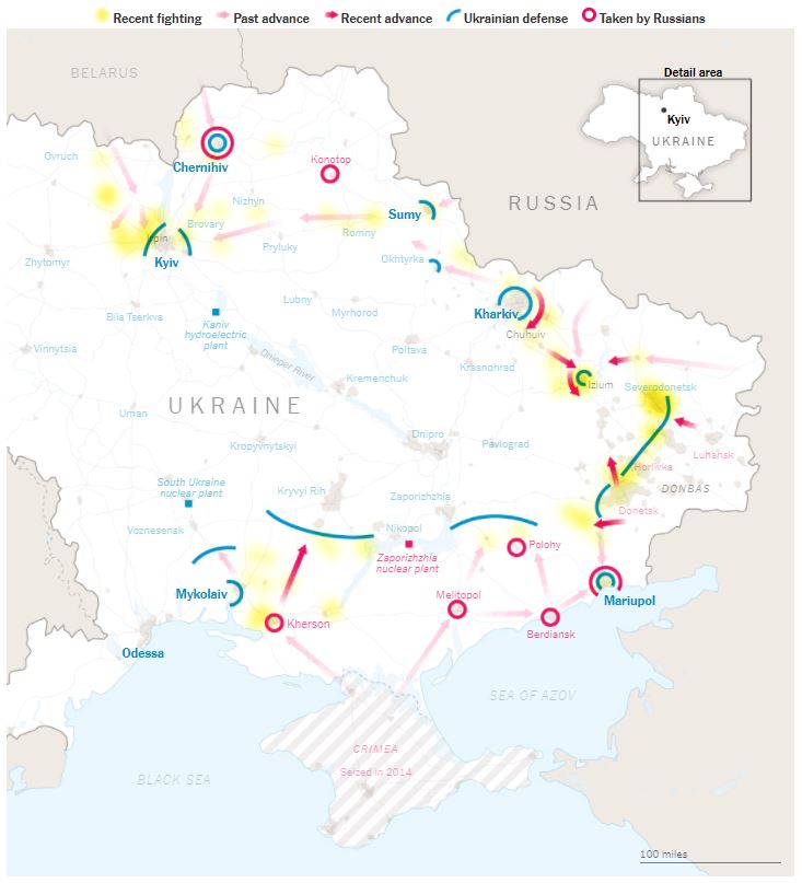 Πόλεμος στην Ουκρανία – Χάρτες: Πώς εξελίσσεται η ρωσική εισβολή-1