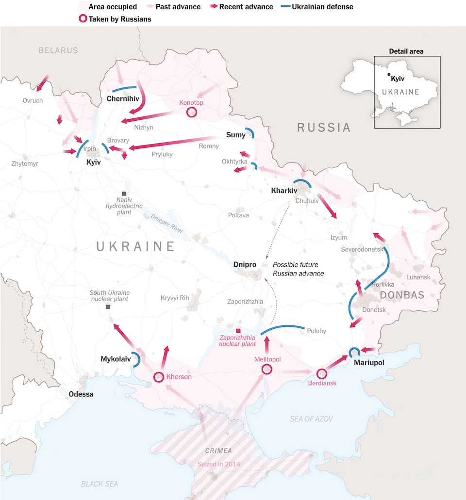 Ουκρανία – Χάρτες: Επιχείρηση περικύκλωσης των ουκρανικών δυνάμεων από τους Ρώσους-1