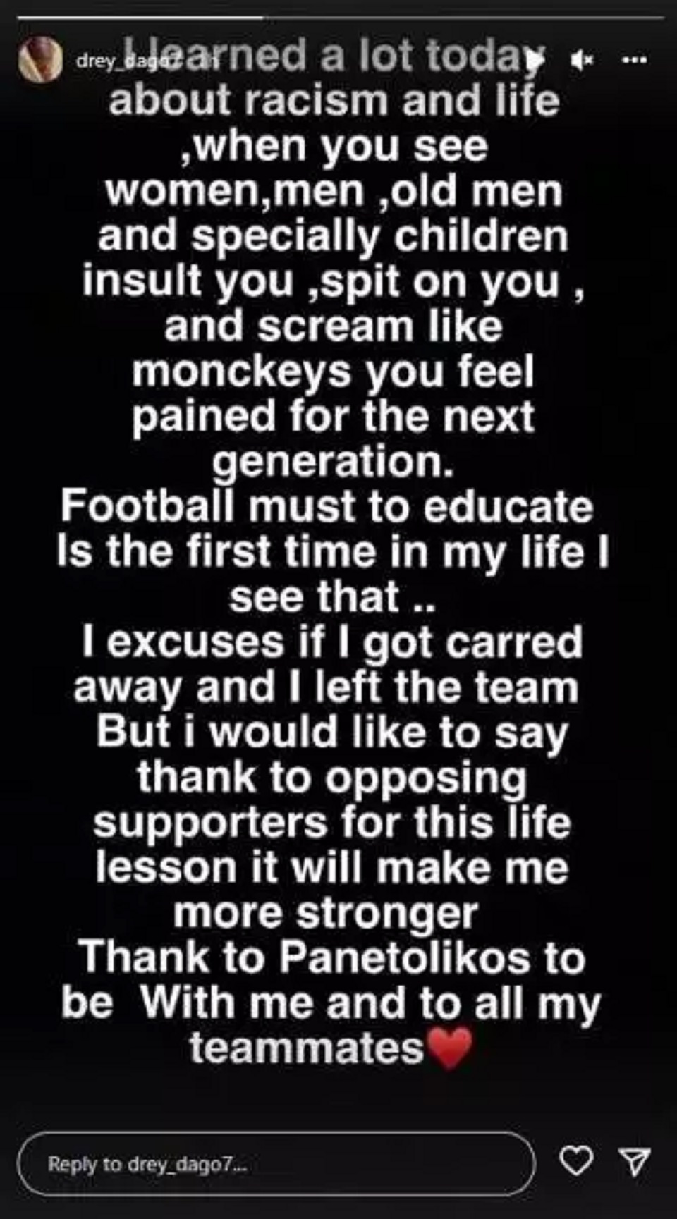 Ποδοσφαιριστής του Παναιτωλικού καταγγέλλει ρατσιστική επίθεση-1