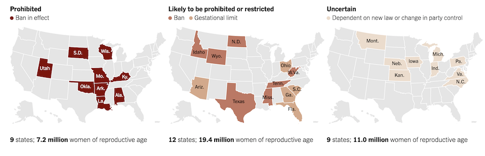 ΗΠΑ – αμβλώσεις: Οι Πολιτείες που έχουν ήδη επιβάλει απαγορεύσεις και όσες πρόκειται να ακολουθήσουν (χάρτες)-2
