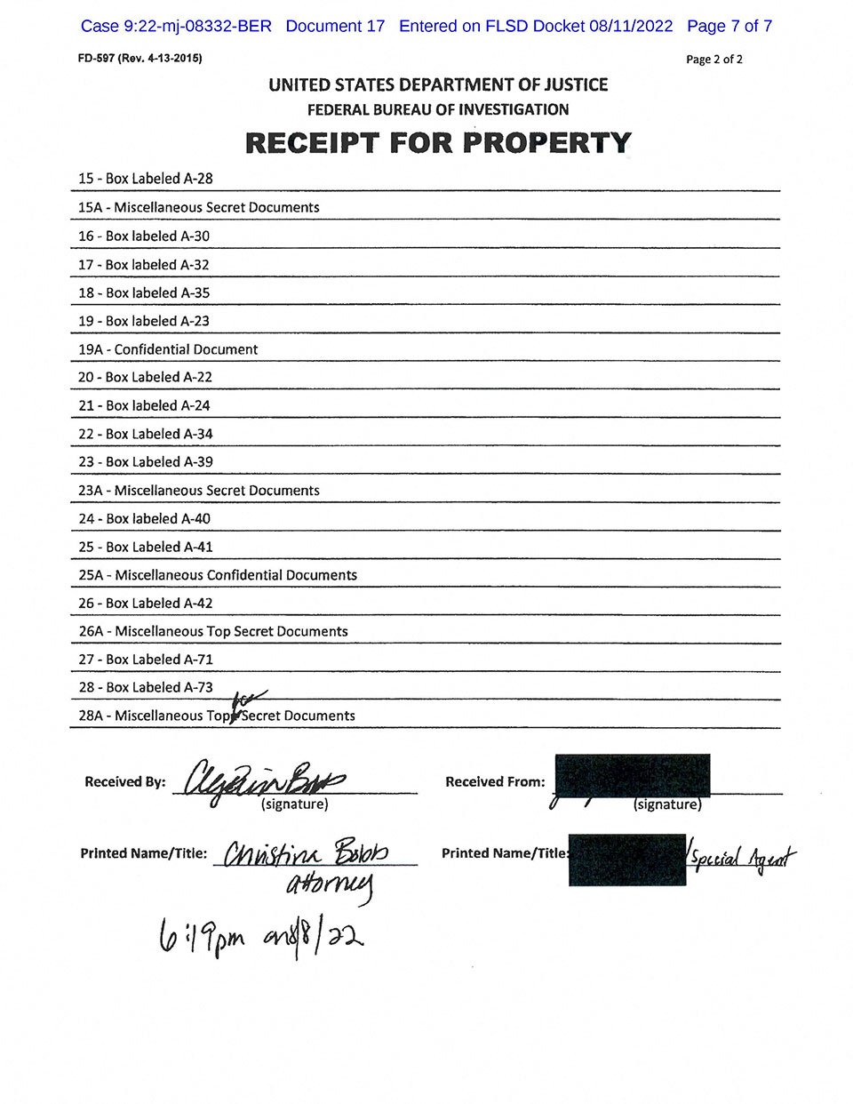 Απόρρητα έγγραφα, χειρόγραφα και φωτογραφίες: Όσα κατάσχεσε το FBI από την έπαυλη του Τραμπ-2