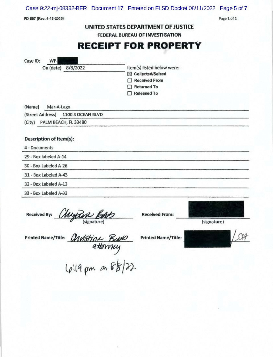 Απόρρητα έγγραφα, χειρόγραφα και φωτογραφίες: Όσα κατάσχεσε το FBI από την έπαυλη του Τραμπ-3