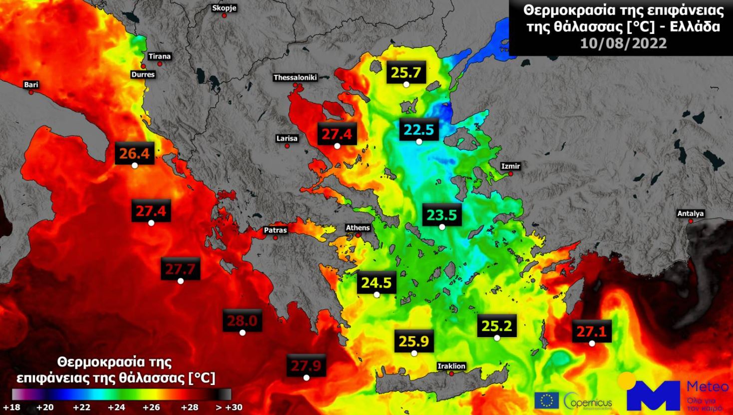 Λιγότερα τα μελτέμια τον φετινό Αύγουστο – Αυξήθηκε η επιφανειακή θερμοκρασία της θάλασσας-2