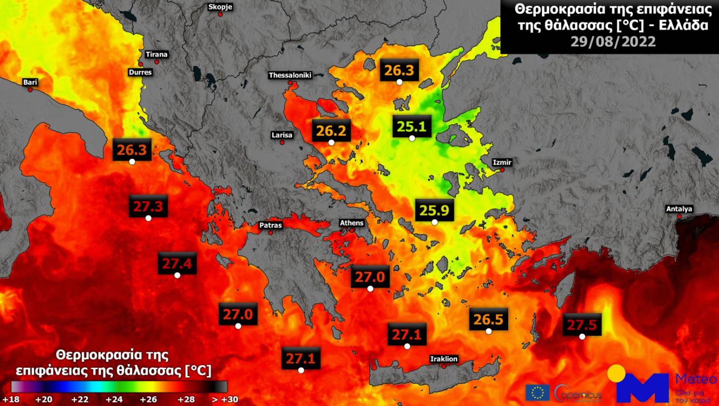 Λιγότερα τα μελτέμια τον φετινό Αύγουστο – Αυξήθηκε η επιφανειακή θερμοκρασία της θάλασσας-3