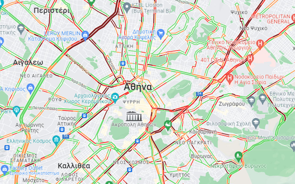 Κίνηση: Στο «κόκκινο» οι κεντρικοί δρόμοι λόγω της 24ωρης απεργίας των ΜΜΜ-1