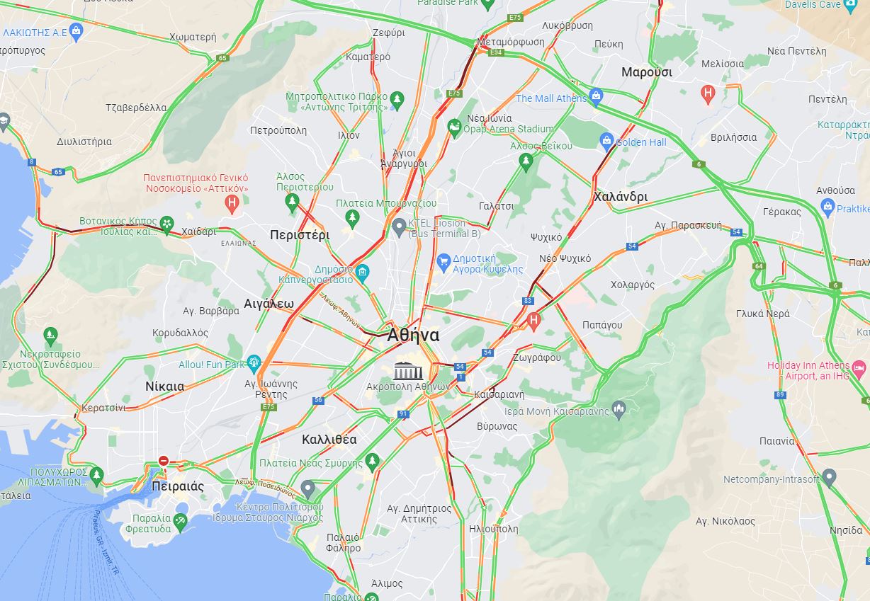 Αυξημένη κίνηση στους δρόμους της Αθήνας – Μποτιλιάρισμα στον Κηφισό-1