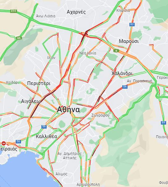 Κίνηση στους δρόμους: Στο «κόκκινο» ο Κηφισός – Τροχαίο στη γέφυρα Ροσινιόλ-1