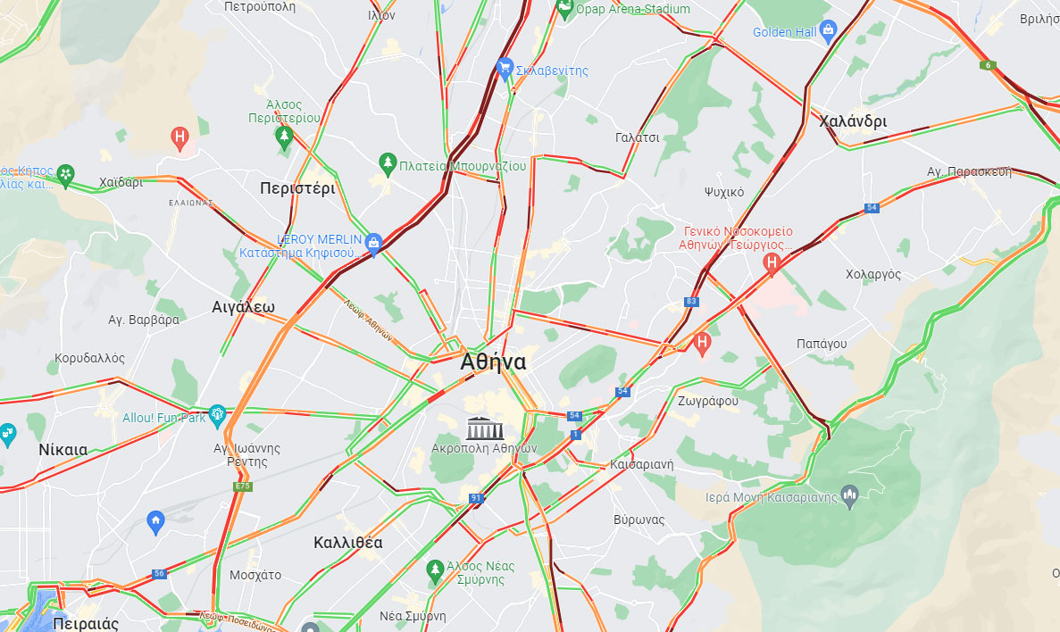 Κίνηση στους δρόμους: Mποτιλιάρισμα στον Κηφισό – Καθυστερήσεις στην Αττική Οδό-1