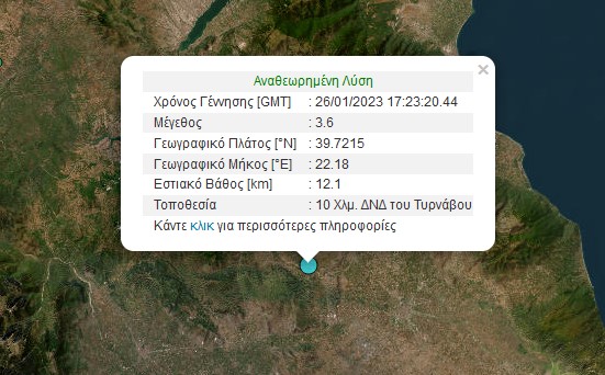 Σεισμός 3,6 Ρίχτερ στον Τύρναβο-1