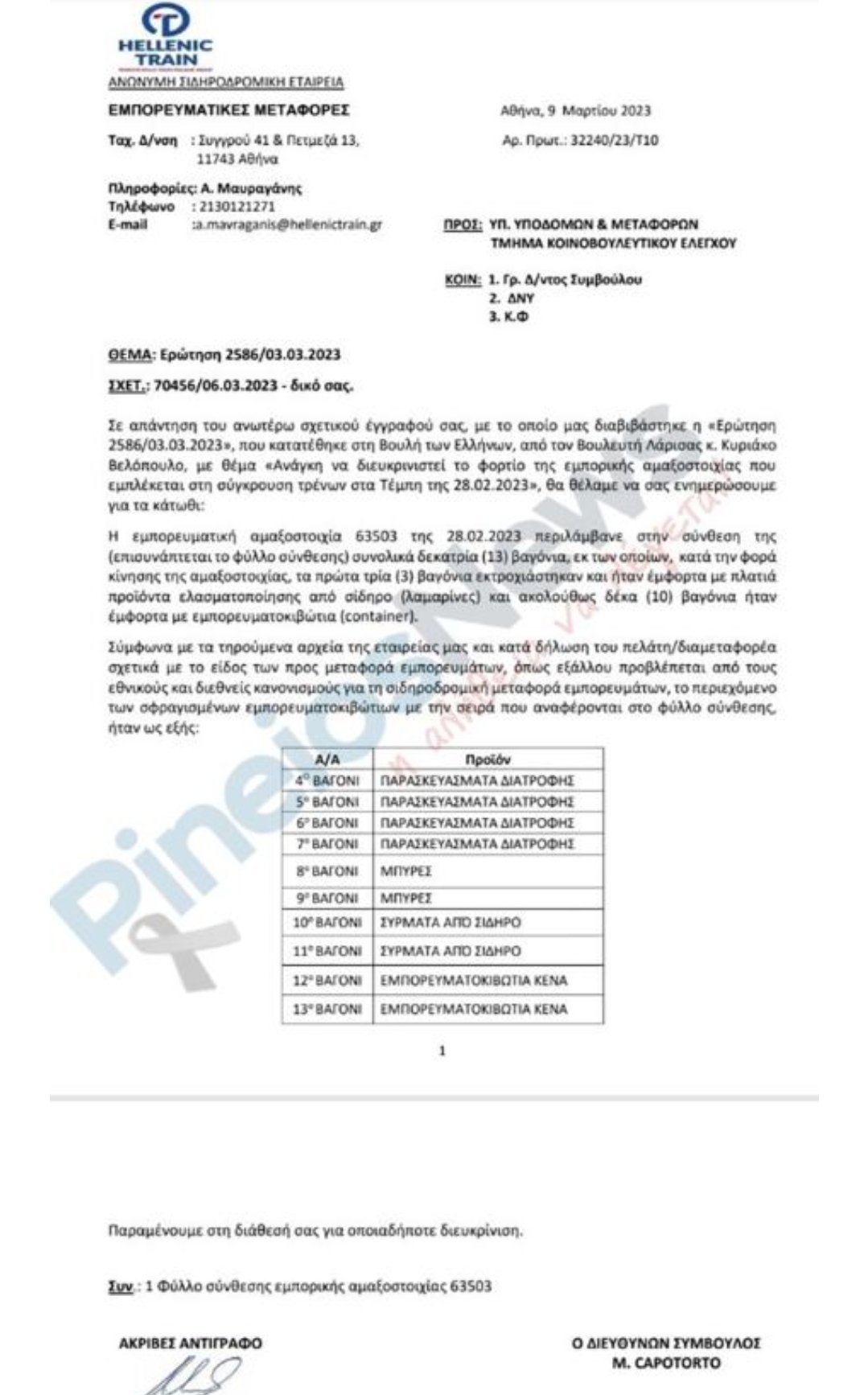 Hellenic Train: Ανακοίνωση για το φορτίο της εμπορευματικής αμαξοστοιχίας – Μετέφερε λαμαρίνες και τρόφιμα-1