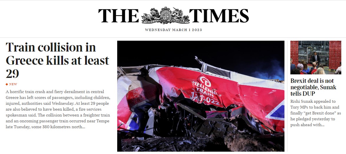 Πρώτο θέμα στον διεθνή Τύπο η τραγωδία στα Τέμπη-5