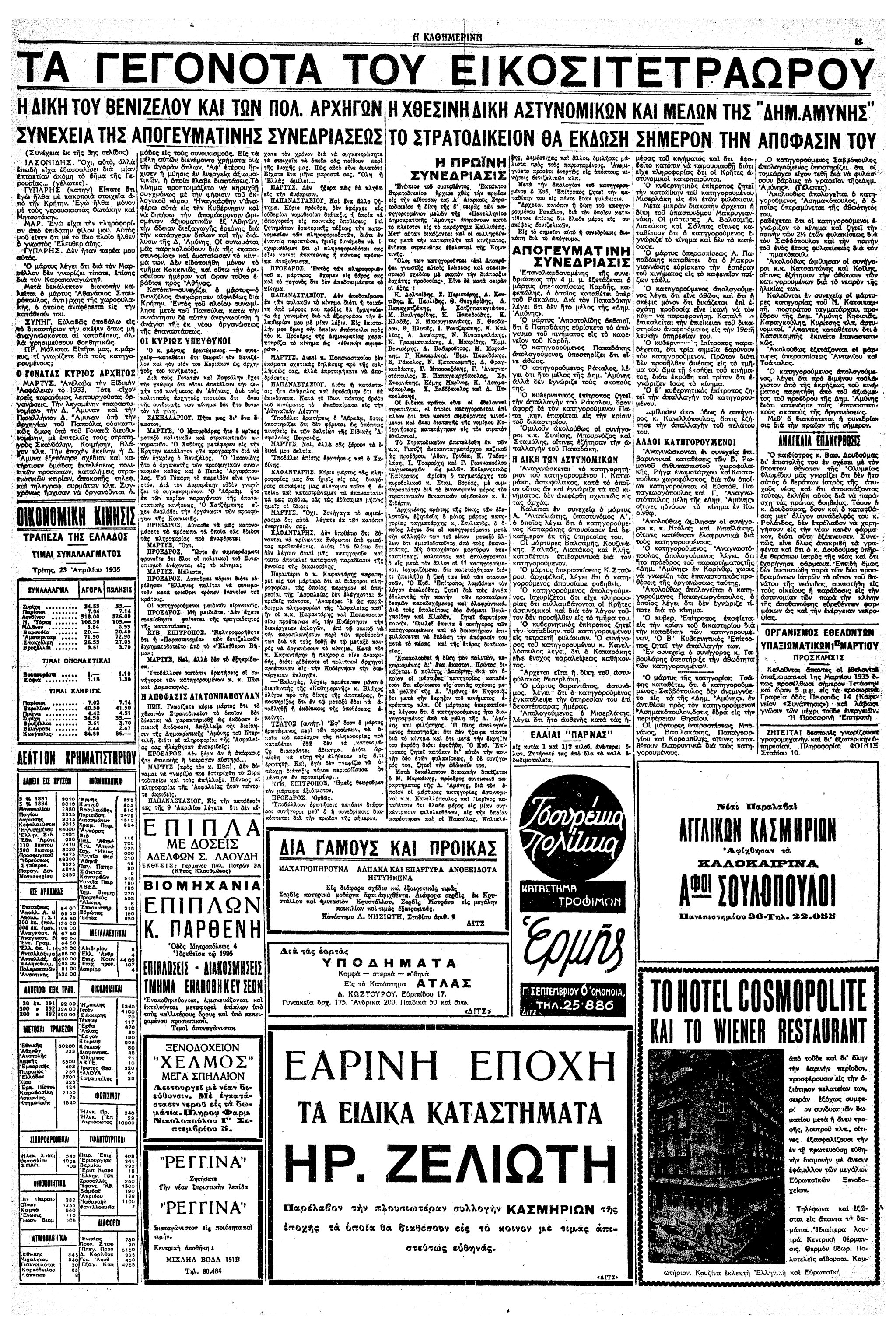Σαν σήμερα: 23 Απριλίου 1935 – Η έναρξη της δίκης του Ελ. Βενιζέλου και των συγκατηγορούμενών του για το Κίνημα της 1ης Μαρτίου-3