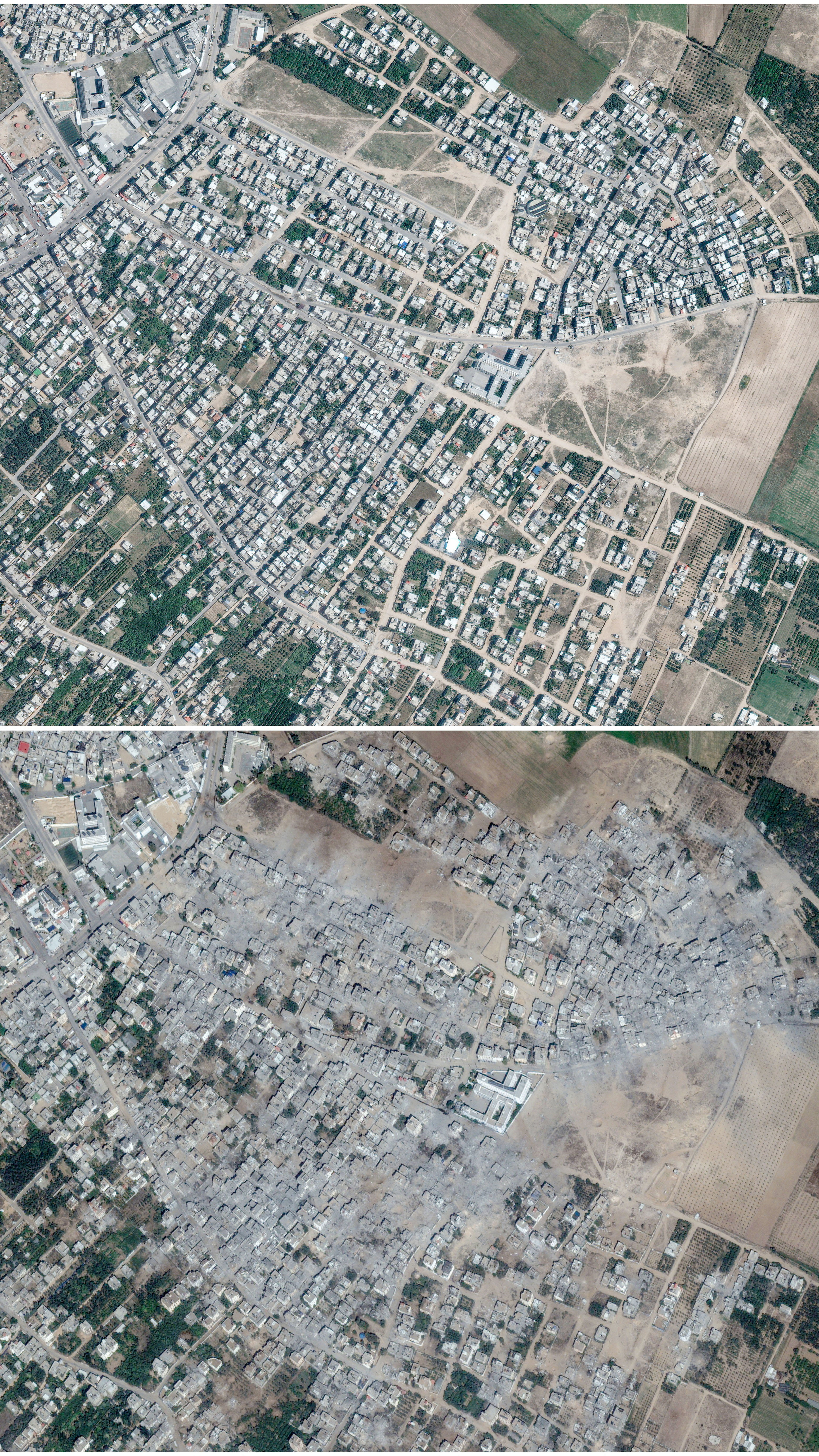 Γάζα: Δορυφορικά καρέ αποτυπώνουν το «πριν και μετά» της ισραηλινής απάντησης στη Χαμάς-1